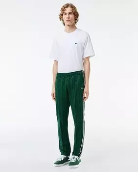 Жаккардовые спортивные брюки с монограммой Paris Lacoste, темно-синий