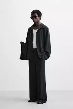 Жаккардовые текстурированные брюки ZARA, цвет Blue grey
