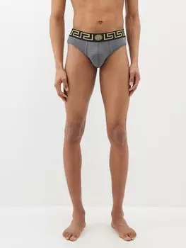Жаккардовые трусы topeka из эластичного хлопка с логотипом Versace, серый