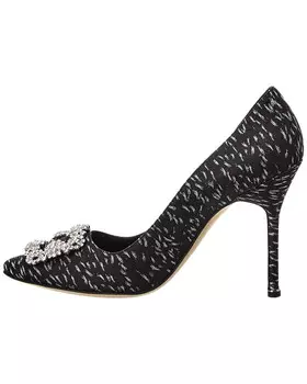 Жаккардовые туфли Manolo Blahnik Hangisi 105, черный