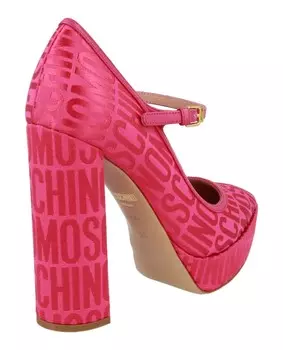 Жаккардовые туфли Mary Jane с логотипом Moschino, фуксия