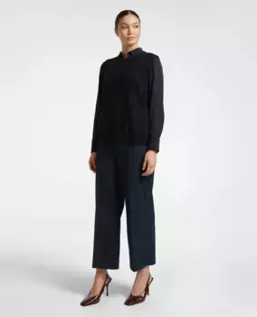 Жаккардовые женские брюки-кюлоты с боковой молнией Elena Mir, черный