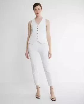 Жаккардовые женские узкие брюки с центральной резинкой Trucco, белый