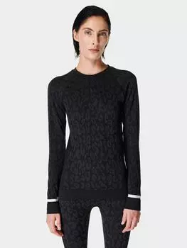 Жаккардовый базовый топ с леопардовым принтом Sweaty Betty, черный