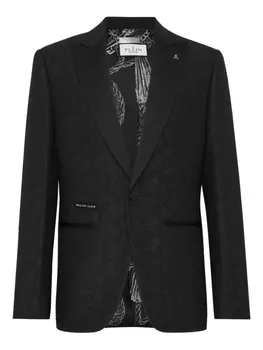 Жаккардовый блейзер Philipp Plein Skull&Bones, черный
