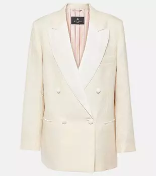 Жаккардовый блейзер с цветочным принтом из хлопка и шерсти Etro, белый