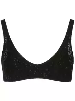 Жаккардовый бюстгальтер-бралетт из тюля с логотипом DG DOLCE & GABBANA, черный