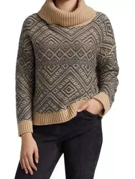 Жаккардовый Cвитер Fabiana Filippi с хомутом и геометрическим рисунком, темно - синий