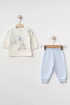 Жаккардовый детский пижамный комплект 2401 MYHANNE, синий