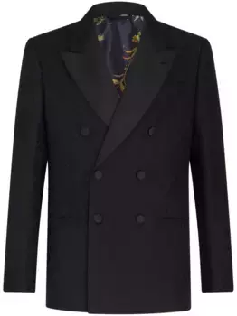 Жаккардовый двубортный пиджак ETRO, черный