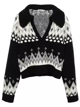 Жаккардовый джемпер Clarence с V-образным вырезом Simkhai, черный