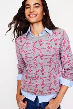 Жаккардовый джемпер цвета меланжа Boden, серый