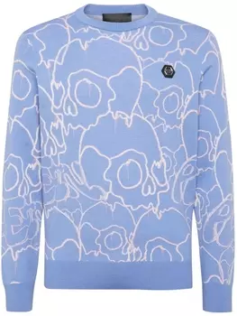 Жаккардовый джемпер Dripping Skull Philipp Plein, синий