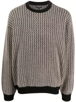 Жаккардовый джемпер с круглым вырезом Giorgio Armani, нейтральный цвет