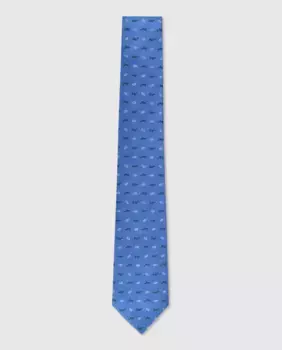 Жаккардовый галстук из натурального шелка Miguel Bellido, синий