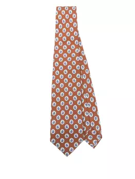 Жаккардовый галстук с узором пейсли Barba, коричневый