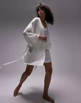 Жаккардовый халат Topshop цвета слоновой кости с цветочным принтом