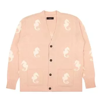 Жаккардовый кардиган Amiri Seahorse, цвет Бледно-розовый