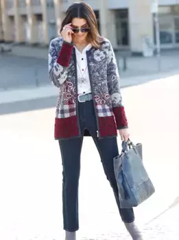 Жаккардовый кардиган Inspirations Inspirationen, голубой