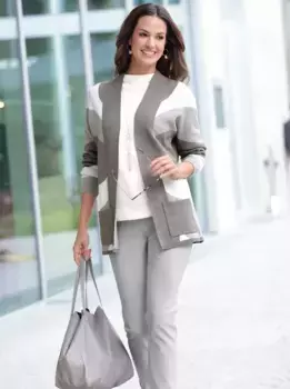 Жаккардовый кардиган Inspirations Inspirationen, серый