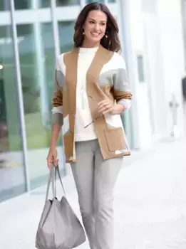 Жаккардовый кардиган Inspirations Inspirationen, серый