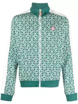 Жаккардовый кардиган на молнии с монограммой CASABLANCA, зеленый