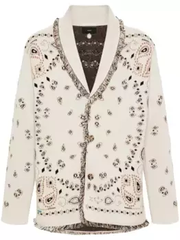 Жаккардовый кардиган с бахромой и узором Alanui, нейтральный