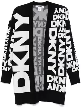Жаккардовый кардиган с логотипом DKNY, черный