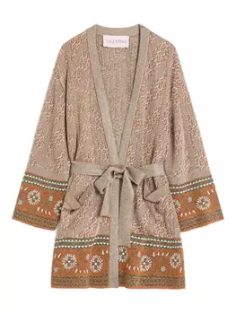 Жаккардовый кардиган с люрексом Valentino Garavani, нейтральный