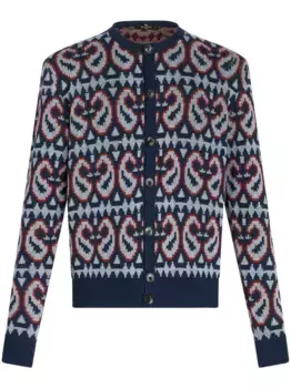 Жаккардовый кардиган с узором пейсли ETRO, синий