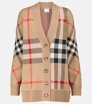Жаккардовый кардиган в клетку Vintage Check BURBERRY, бежевый
