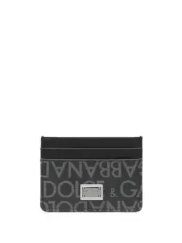 Жаккардовый картхолдер с логотипом DOLCE & GABBANA, черный