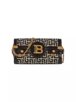 Жаккардовый клатч B-Buzz с монограммой на цепочке Balmain