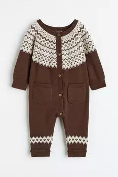 Жаккардовый комбинезон H&amp;M, темно-коричневый/узор