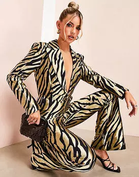 Жаккардовый комбинезон с принтом зебры ASOS LUXE