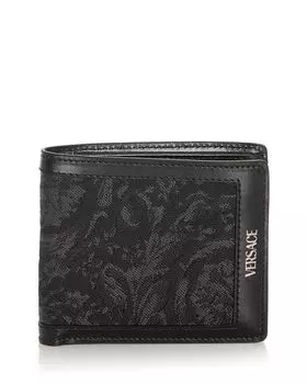 Жаккардовый кошелек Barocco с двумя отделениями Versace, черный