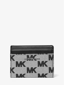 Жаккардовый кошелек с логотипом Cooper, складывающийся в два сложения Michael Kors, черный