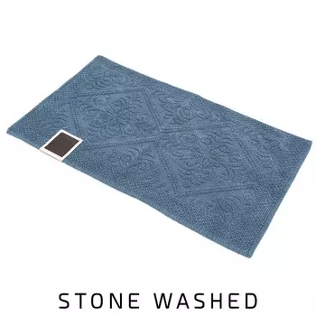 Жаккардовый ковер из чистого хлопка с каменной стиркой - Альгеро Daunex, нефть, 120х180см