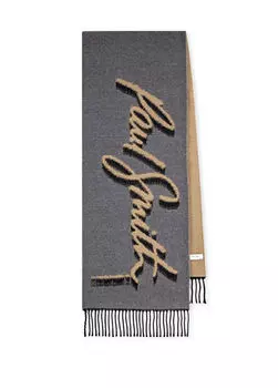 Жаккардовый мужской шерстяной шарф с логотипом Paul Smith, черный