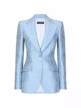 Жаккардовый однобортный жакет Dolce&Gabbana, синий