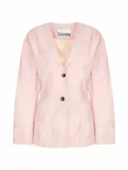 Жаккардовый однобортный жакет Ganni, розовый