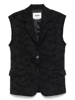 Жаккардовый пиджак с цветочным узором MSGM, черный