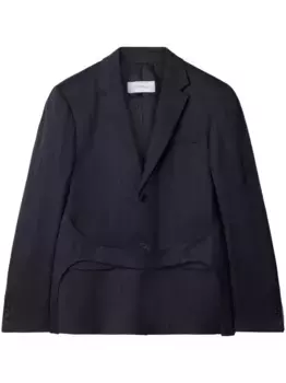 Жаккардовый пиджак Shibori с поясом OFF-WHITE, черный