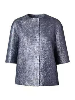 Жаккардовый пиджак свободного кроя с эффектом металлик Akris Punto, цвет slate