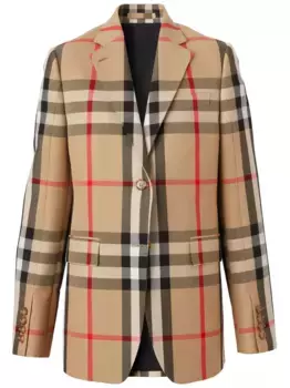 Жаккардовый пиджак в клетку BURBERRY, нейтральный
