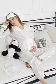 Жаккардовый пижамный комплект из 5 предметов для беременных с длинными рукавами For You Mama