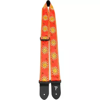 Жаккардовый ремень для гитары Perri желто-красного цвета от 39 до 58 дюймов. Perri's