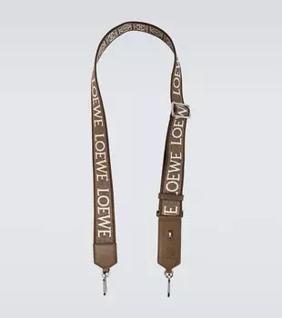 Жаккардовый ремень для сумки с кожаной отделкой Loewe, коричневый