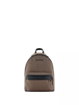 Жаккардовый рюкзак Zaino Emporio Armani, коричневый