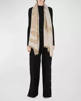 Жаккардовый шарф из шерсти и хлопка Burberry, цвет Hunter Calico